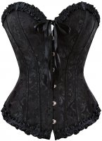 MaikeDiao Women's Lace Up Boned Overbust Corset Bustier Lingerie Bodyshaper Top