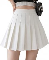 MaikeDiao Women High Waisted Plain Pleated Skirt Skater Tennis School Uniforms A-line Mini Skirt Lining Shorts